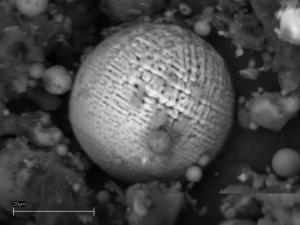 Сферическая аэрозольная частица под электронным микроскопом