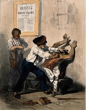 Шарль-Эмиль Жак. Лечение магнитными щетками. Около 1843 года