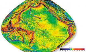 Гравитационная карта Тихоокеанского сегмента Земли, подготовленная А. Н. Василевским на основании международной спутниковой базы данных ДТИ-13