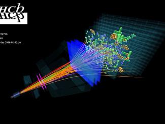 Изображение экспериментального события, зарегистрированного на LHCb